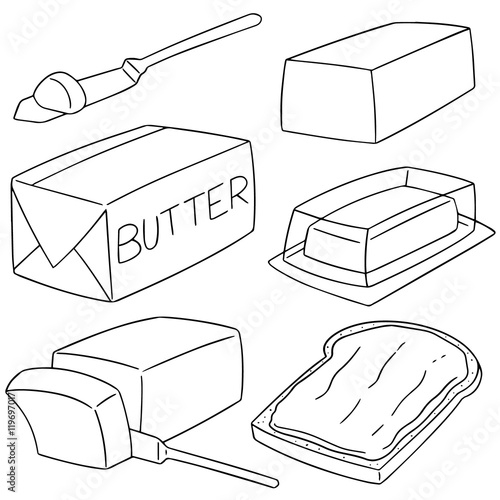 vector set of butter
