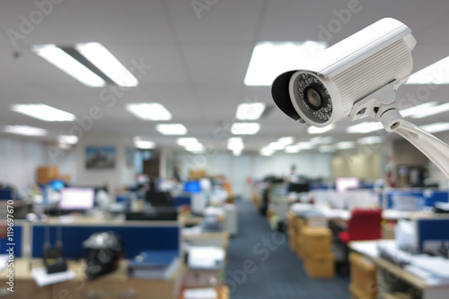 CCTV Camera security operating in office building.