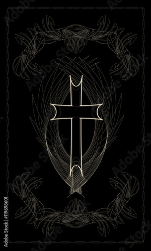 Tarot cards - back design. Cross of the Knights Templar