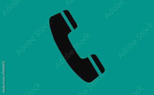 Vector landline phone symbol on flat background