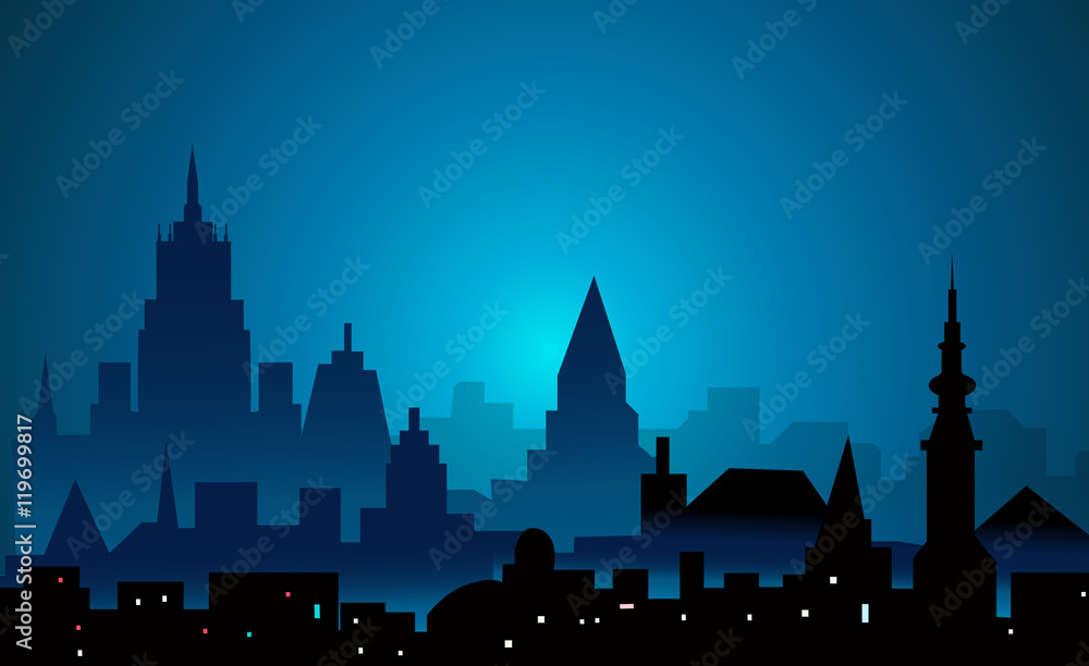 City at Night - Vector
