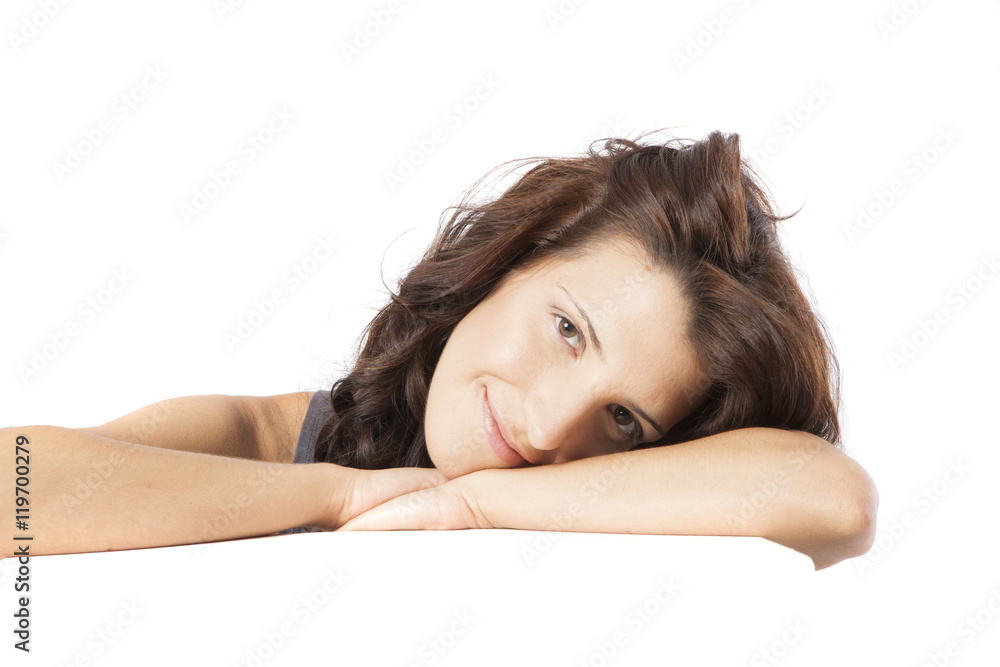 young woman posing in clear background with copy space young woman posing in clear background with copy space