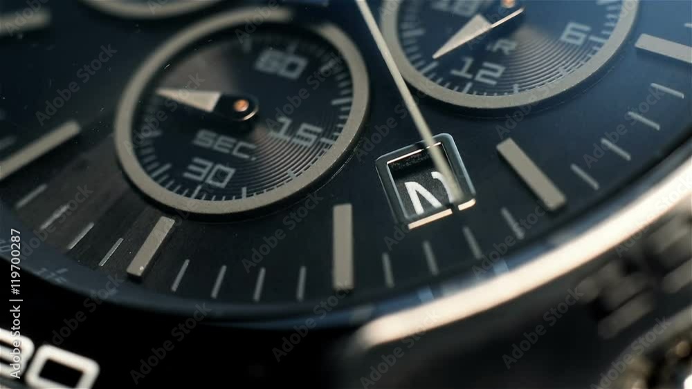 Luxury Chronograph Watch With Additional Arrows. Extra Close Up Luxury Chronograph Watch With Additional Arrows. Extra Close Up
