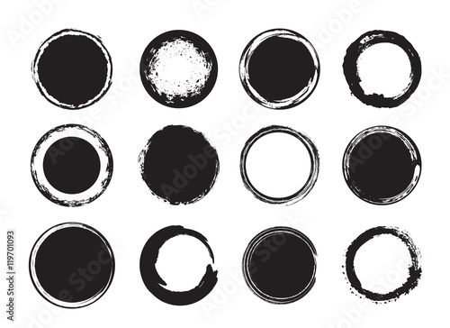 Artistic creative painted circle for logo, label, branding. Black enso zen round. Vector illustration.