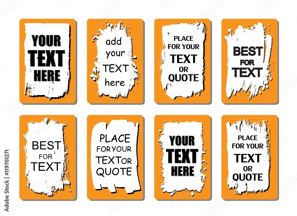 Obraz premium Vector quote or text boxes collection. Hand drawn frames. Grunge brush strokes, splatter textures.