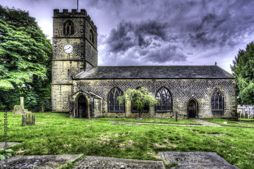 English church under dark skies English church under dark skies