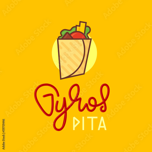 Gyros pita handwriting lettering logo. Vector illustration