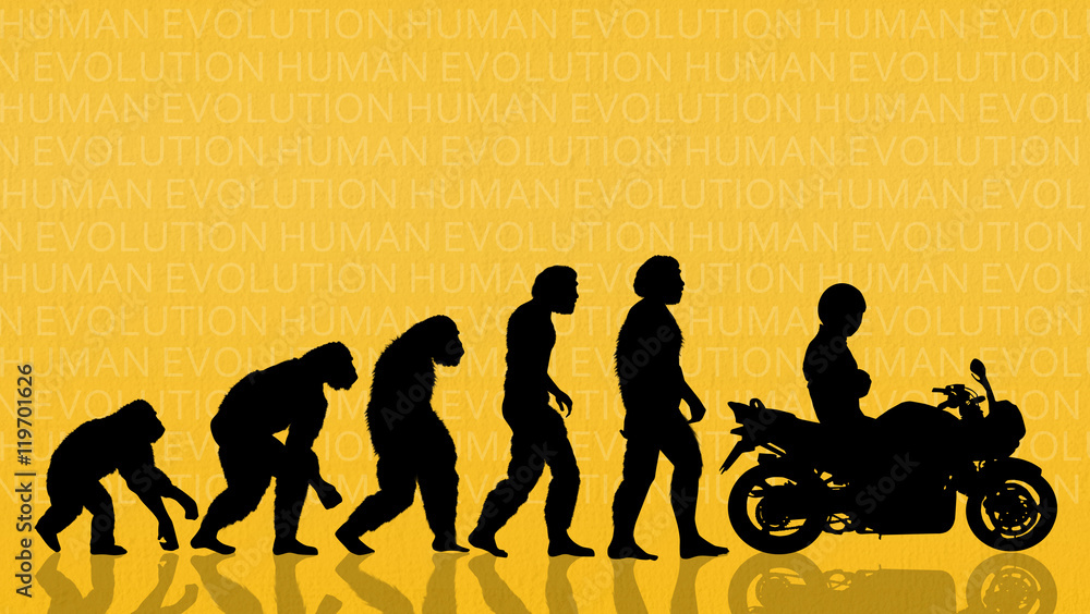 Fototapeta premium human evolution with motorcycle