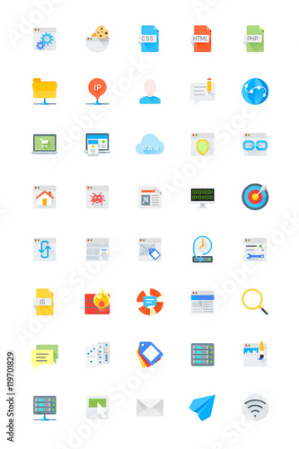 Internet technology. This is colorful set, based to a certain extent on Material design, fit exactly for your web-projects.