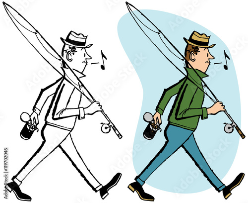 Fisherman with a fishing rod