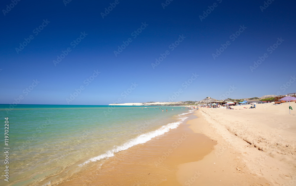 Long sandy beach between Eraclea Minoa and Torre Salsa, Sicily, Italy Long sandy beach between Eraclea Minoa and Torre Salsa, Sicily, Italy