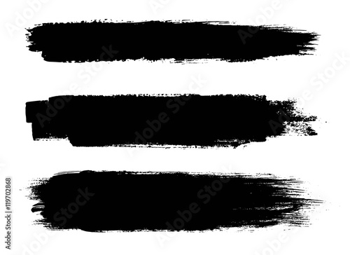 Set of black paint  ink brush strokes  brushes  lines. Dirty artistic design elements.