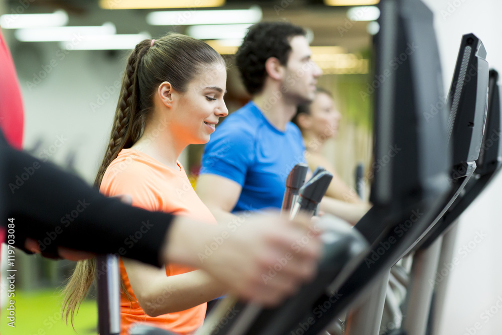 Young people in the gym Young people in the gym