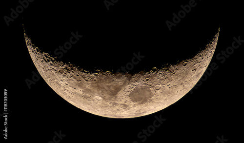Fényképezés High resolution young crescent Moon