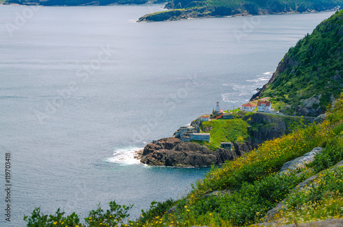 Fort Amherst, rugged coastline and Atlantic ocean. Warm summer day in August with views from atop the Historically famous Signal Hill in St. John's.
