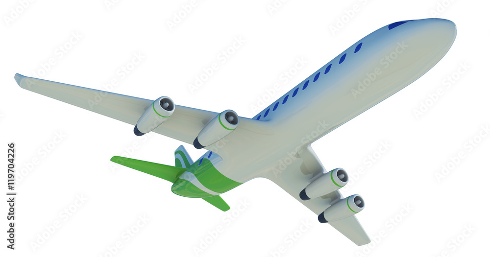 White Four-engine Airplane, White Aeroplane Isolated On White Background, Plane - 3d Model, Plane Concept - 3d Rendering White Four-engine Airplane, White Aeroplane Isolated On White Background, Plane - 3d Model, Plane Concept - 3d Rendering