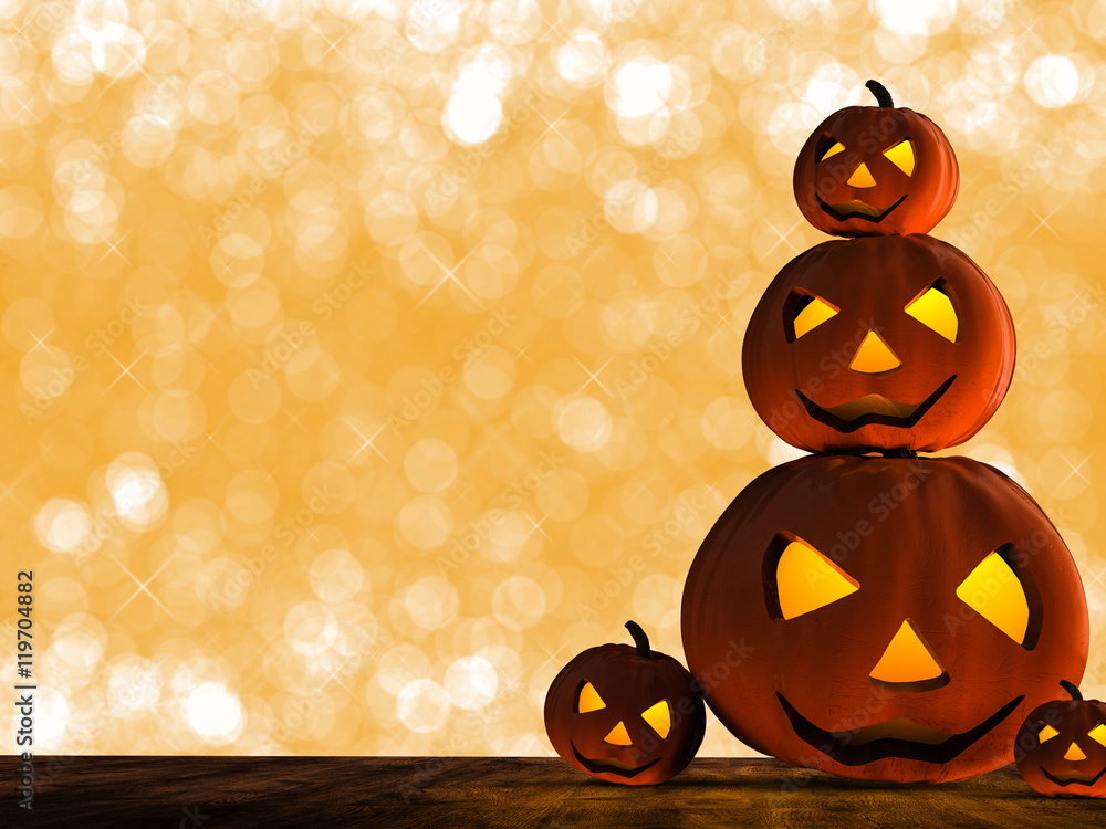 halloween pumpkin on orange glitter background Stock Photo | Adobe Stock