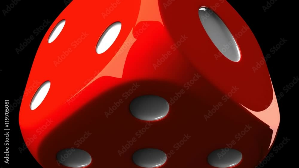 Red Dice On Black Background. Loop able 3DCG render Animation. Stock