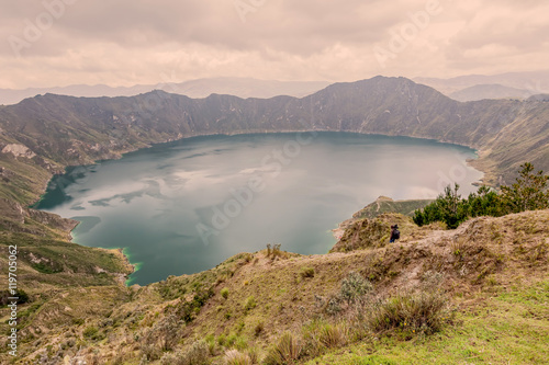 Blue-Green Lake In Quilotoa Volcano, South America