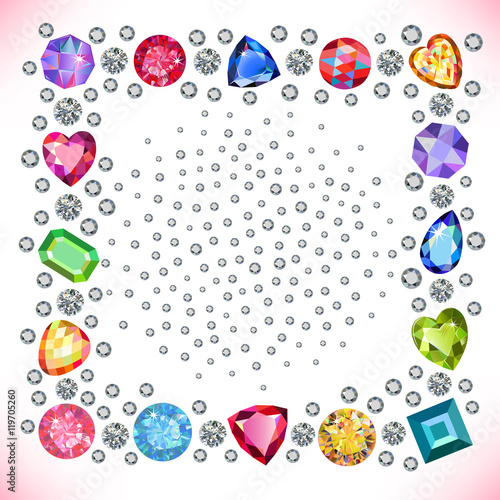 Colored gems square shape frame