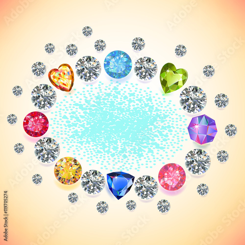 Colored gems oval frame