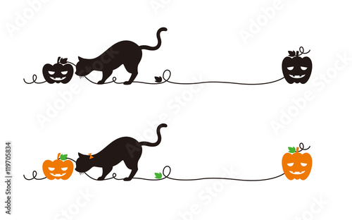 猫のシルエットライン ハロウィン Stock Vector Adobe Stock