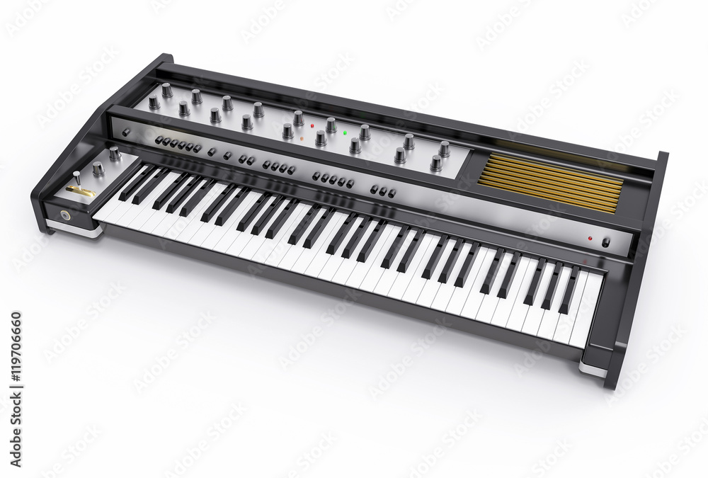 3D Isolated Modern Keyboard Illustration. Music instrument conce 3D Isolated Modern Keyboard Illustration. Music instrument conce