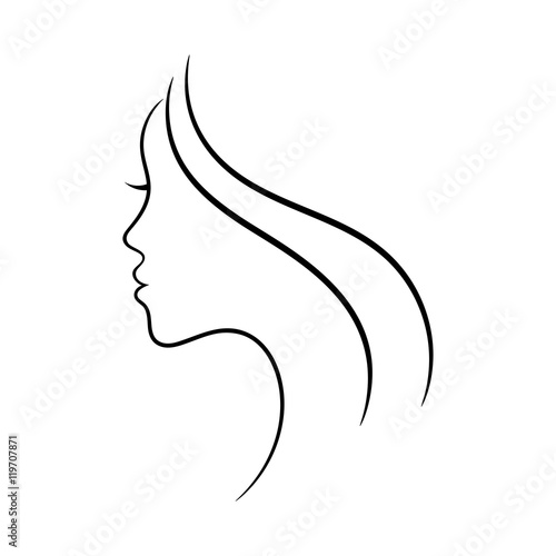 Female face profile sketch. May be used for spa and beauty salon or another decoration.