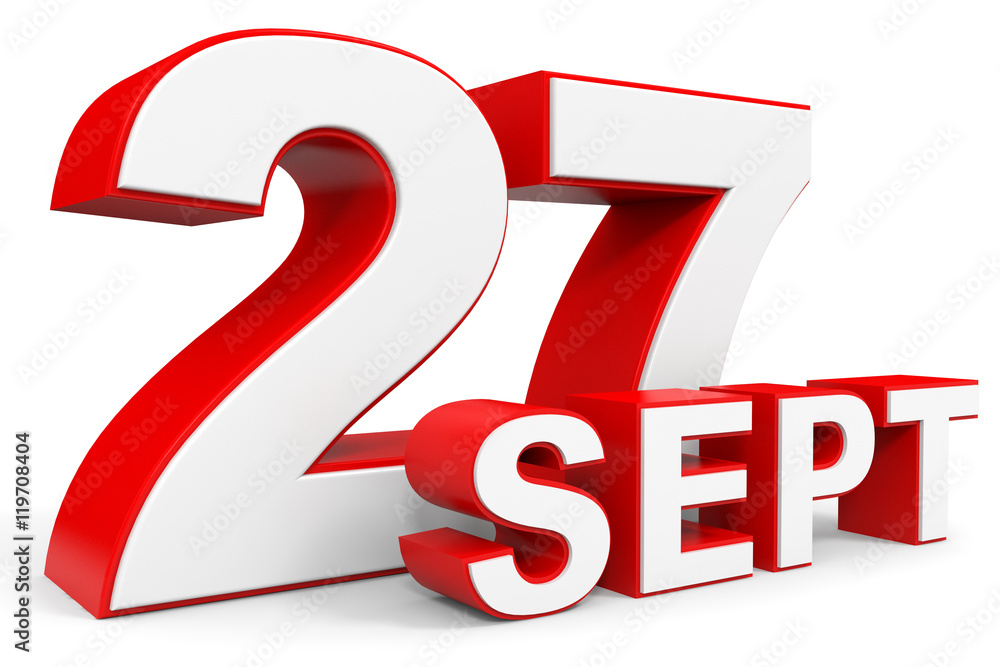 September 27. 3d text on white background. September 27. 3d text on white background.