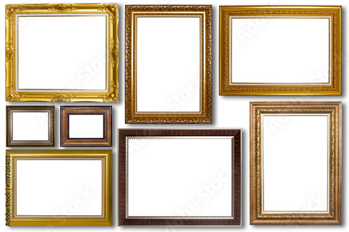 Set of picture frame. Photo art gallery isolated on white backgr