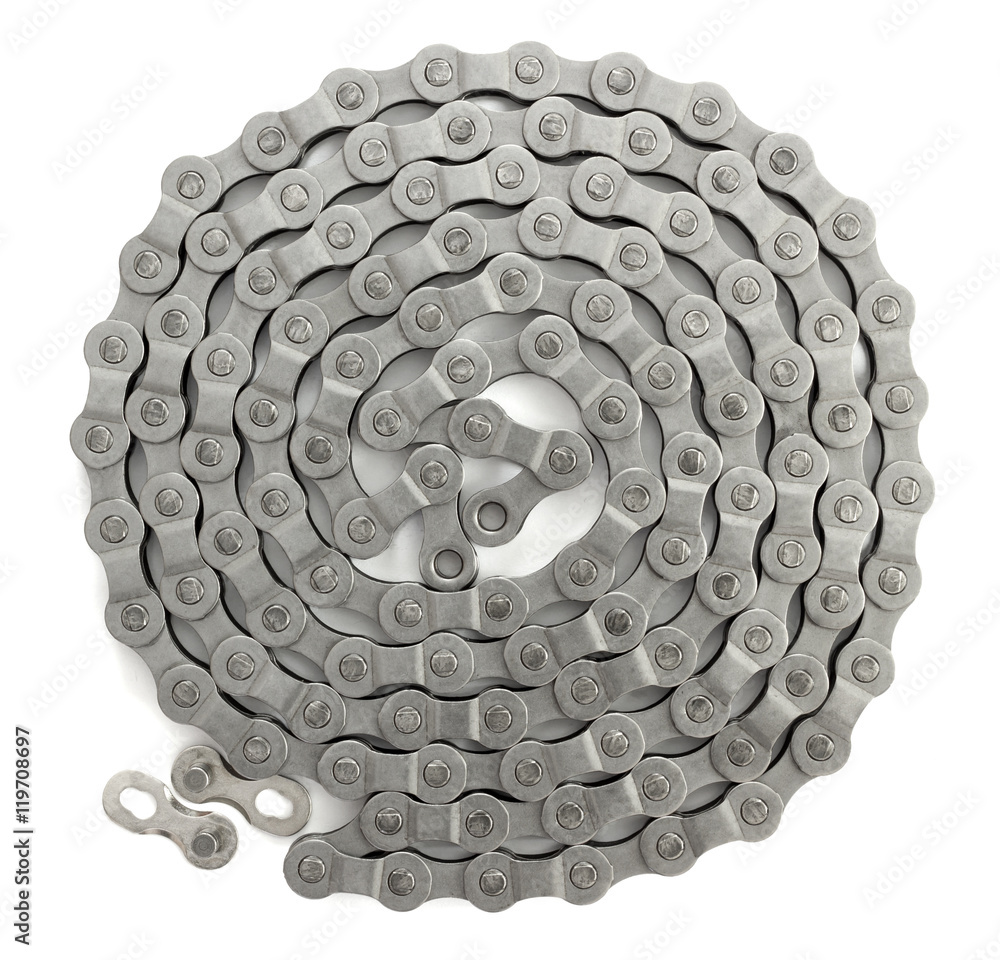 Fototapeta premium Bicycle chain with quick lock system on white background
