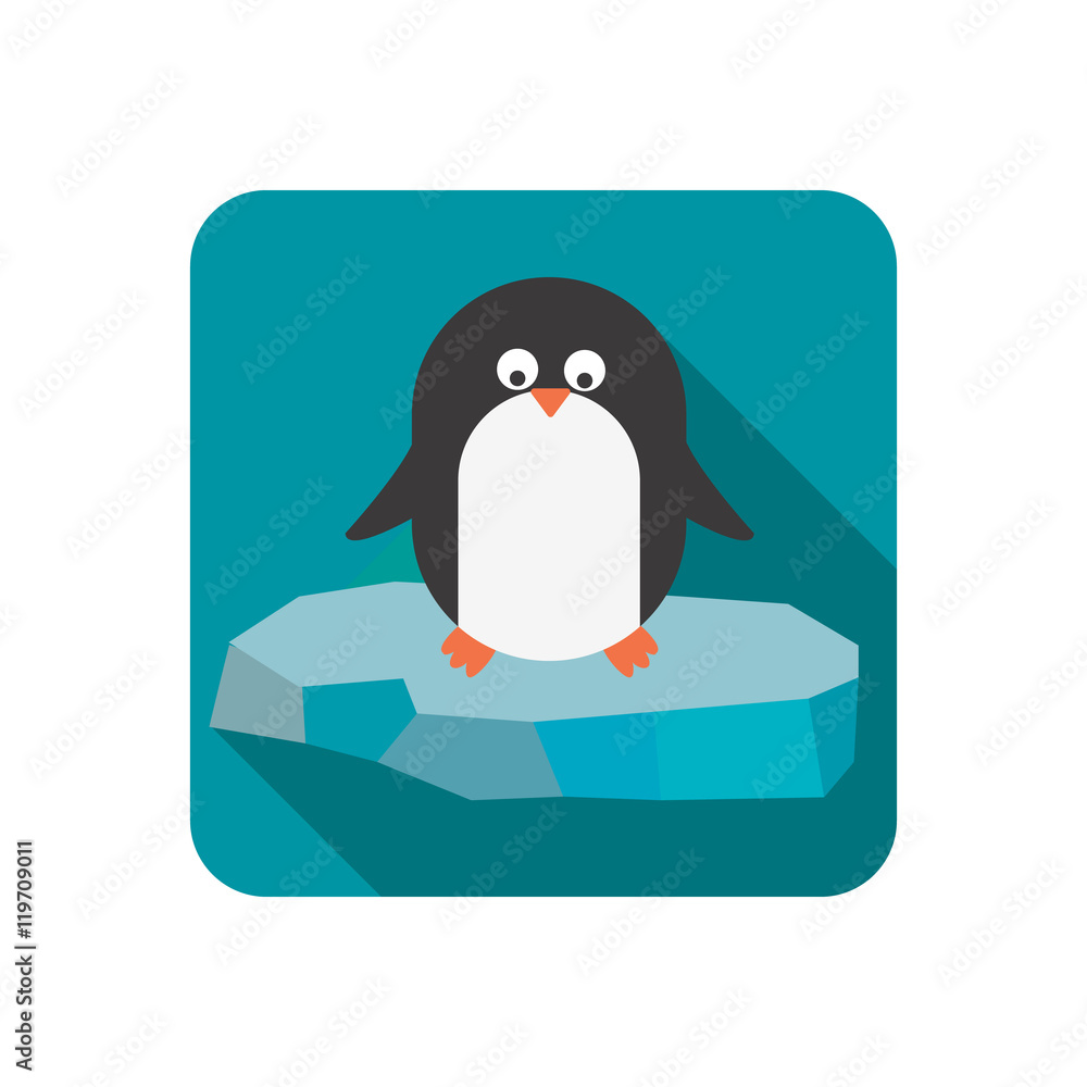 Fototapeta premium Penguin on the floe color flat icon