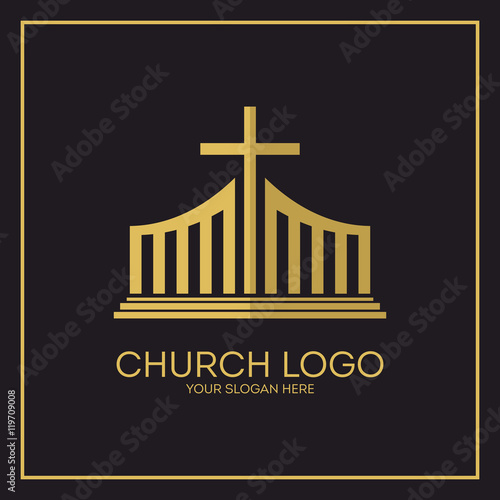 Church logo. Christian symbols. Jesus cross.