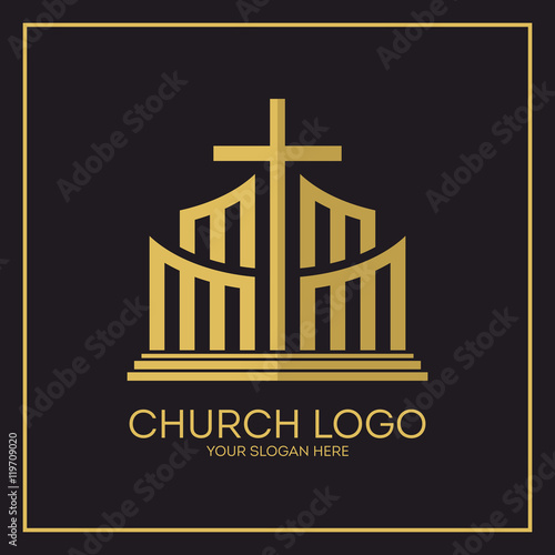 Church logo. Christian symbols. Jesus cross.