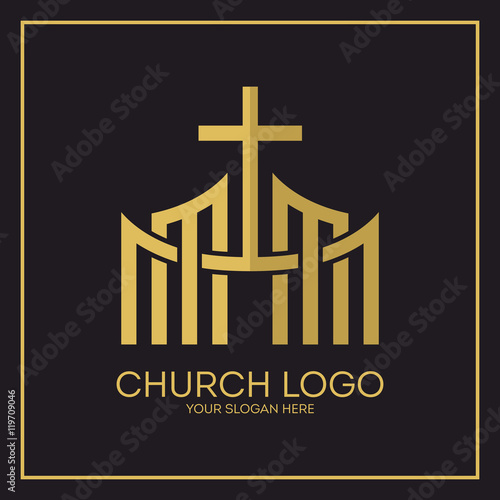 Church logo. Christian symbols. Jesus cross.