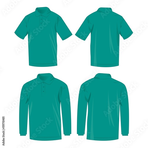 Teal polo shirt and polo with long sleeve isolated vector set