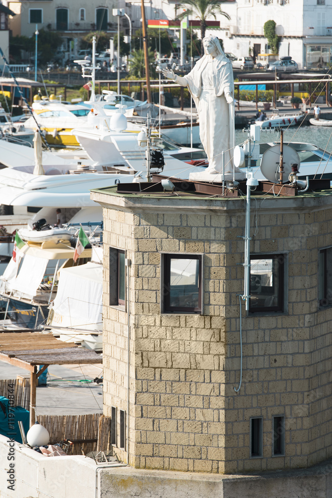 Naklejka premium statue of the Madonna in the port of Casamicciola Ischia