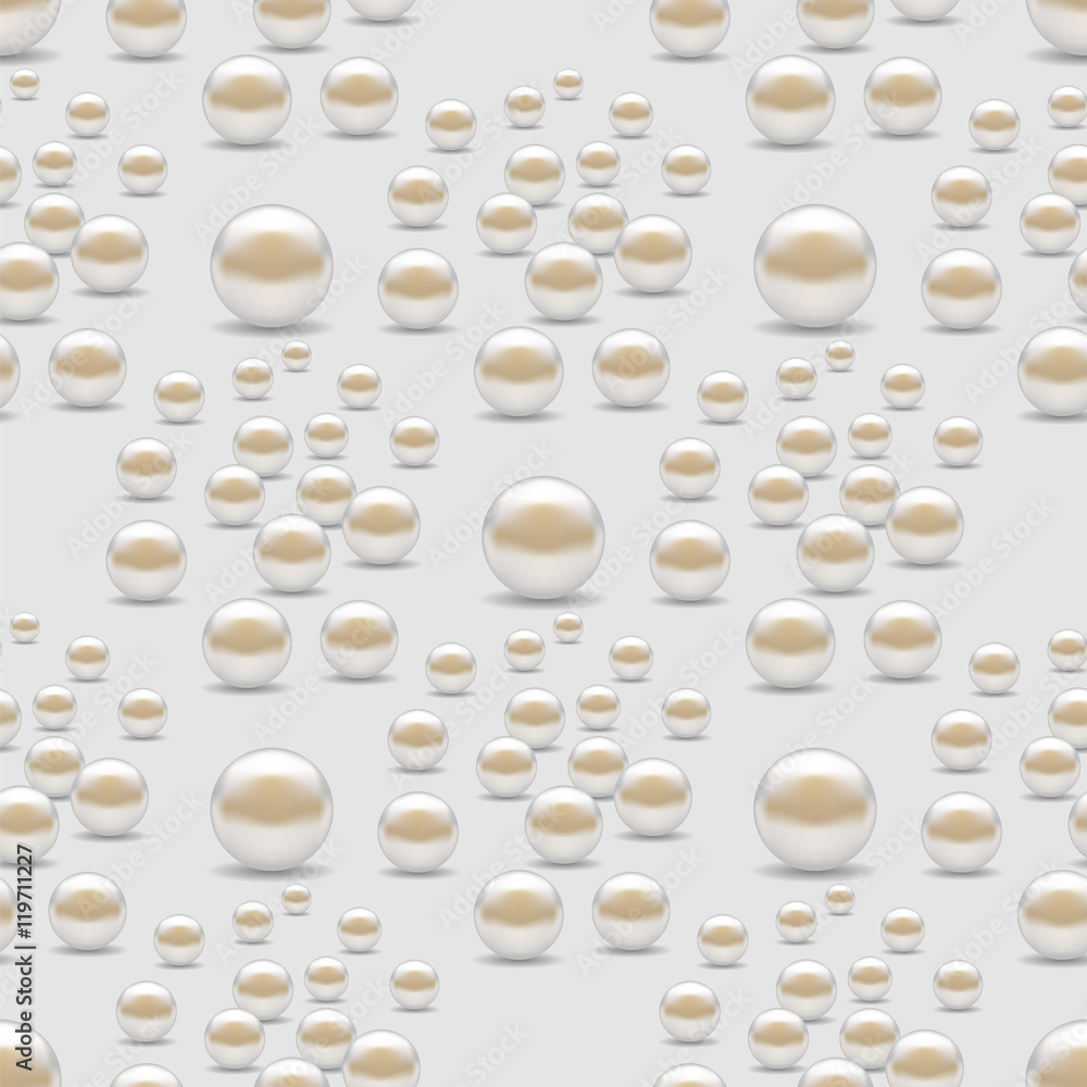 Scattered Pearls Seamless Pattern Isolated on Grey Background