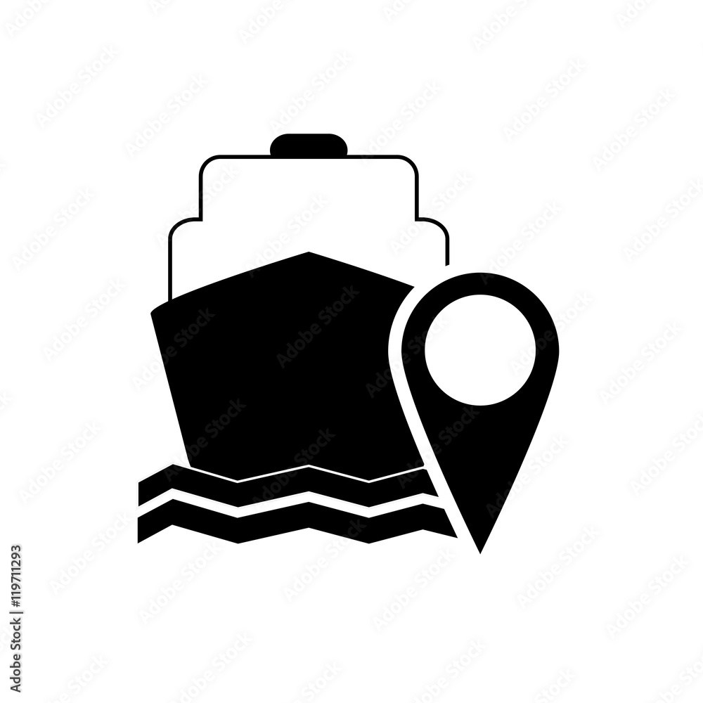 flat design cruise ship and gps map pointer icon vector illustration flat design cruise ship and gps map pointer icon vector illustration