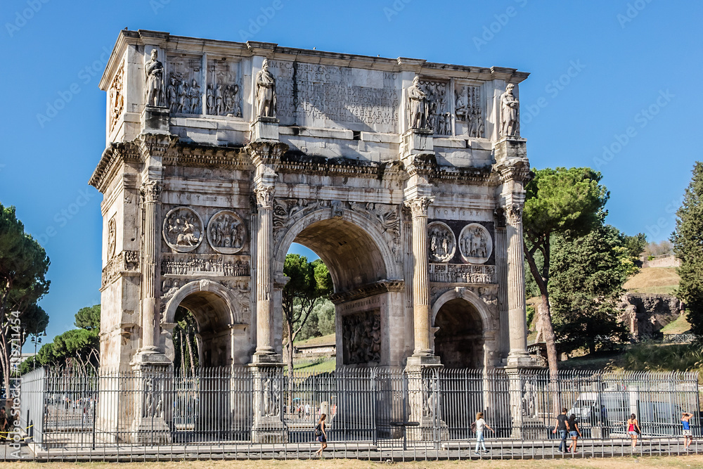 Near Colosseum stands Arch of Constantine. Rome. Italy.