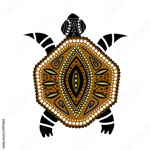 Yellow-brawn turtle in first-nation style