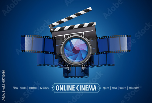 Online movie theater cinema icon design