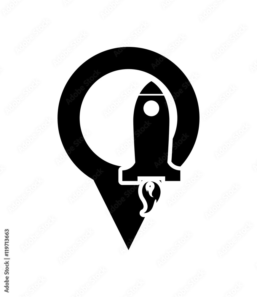 flat design rocket and gps map pointer icon vector illustration flat design rocket and gps map pointer icon vector illustration