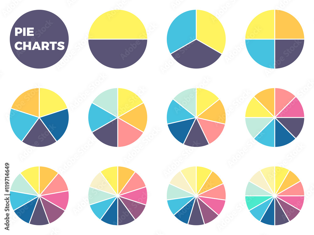 Charts for infographics. Diagrams with 1 - 12 parts. Charts for infographics. Diagrams with 1 - 12 parts.
