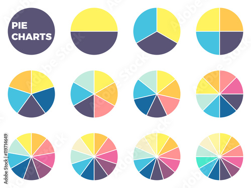 Charts for infographics. Diagrams with 1 - 12 parts.