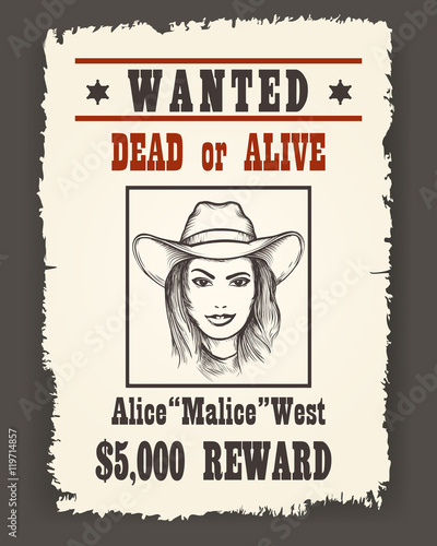 Vintage Wanted Western Poster