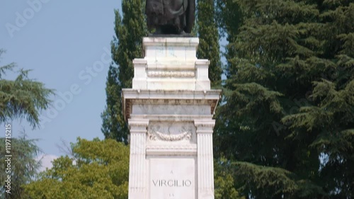 Tilt shot of Virgil statue, Mantua
