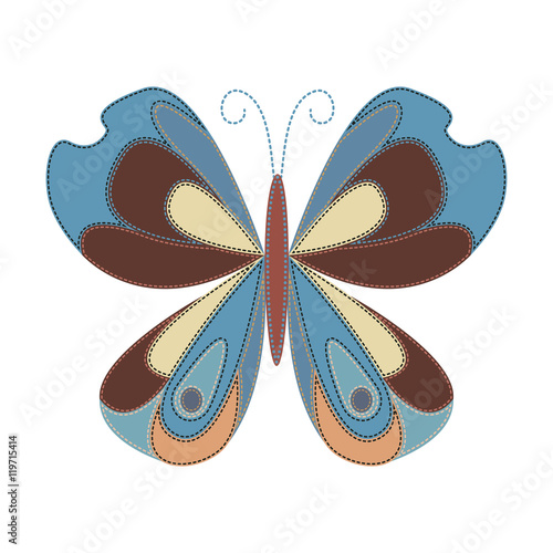 The applique butterflies. Blue butterfly patchwork.