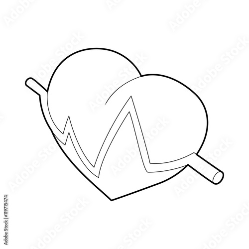 Heart beat pulse icon in outline style isolated on white background