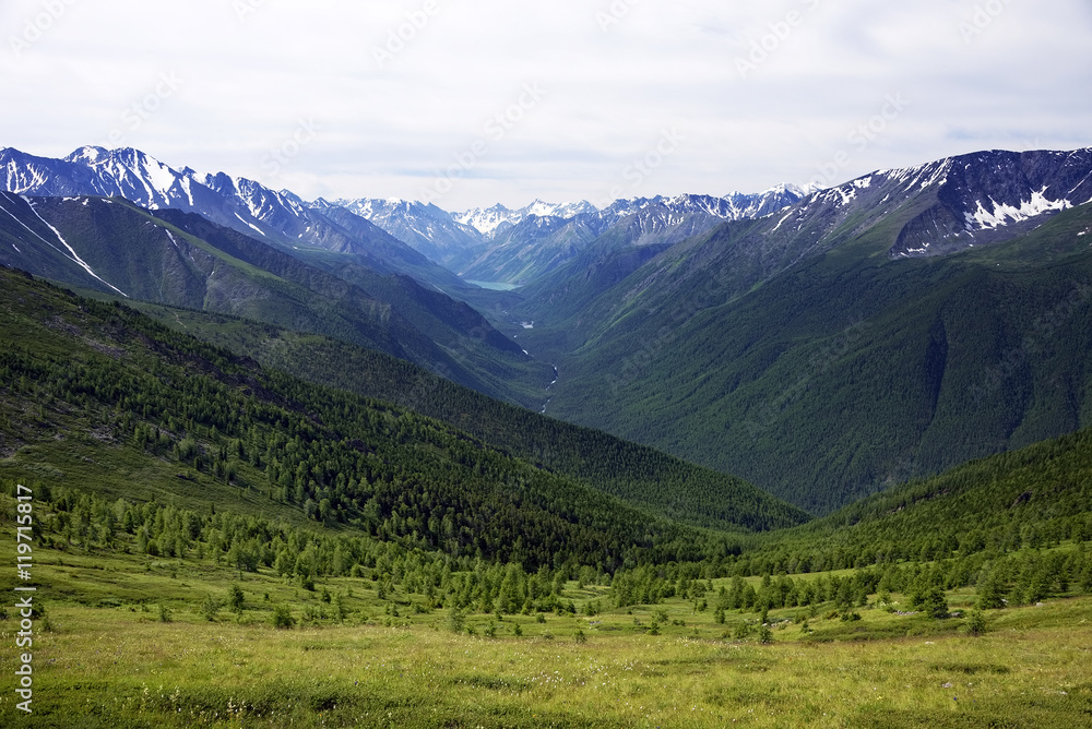 Fototapeta premium Alpine landscape in Altai Mountains, Siberia, Russian Federation